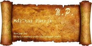 Mátai Patrik névjegykártya